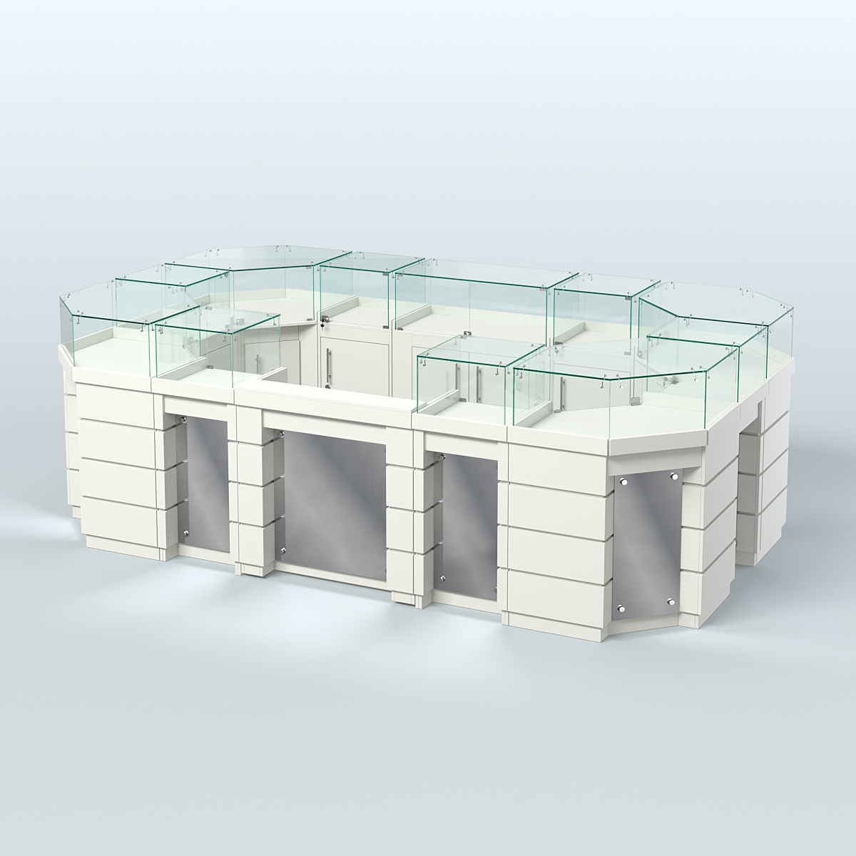 Торговый островок GOLD с зеркальным фасадом №4-1 (6,75 кв.м) Белый