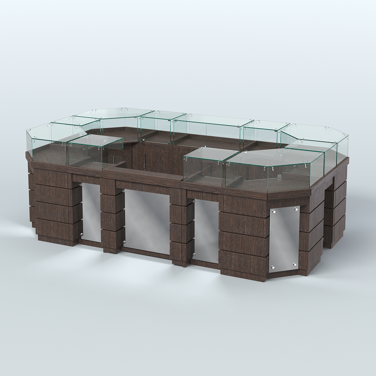 Торговый островок GOLD с зеркальным фасадом №4-1 (6,75 кв.м) Дуб Венге