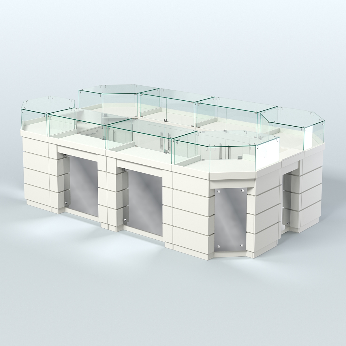 Торговый островок GOLD с зеркальным фасадом №5-1 (6,75 кв.м) Белый