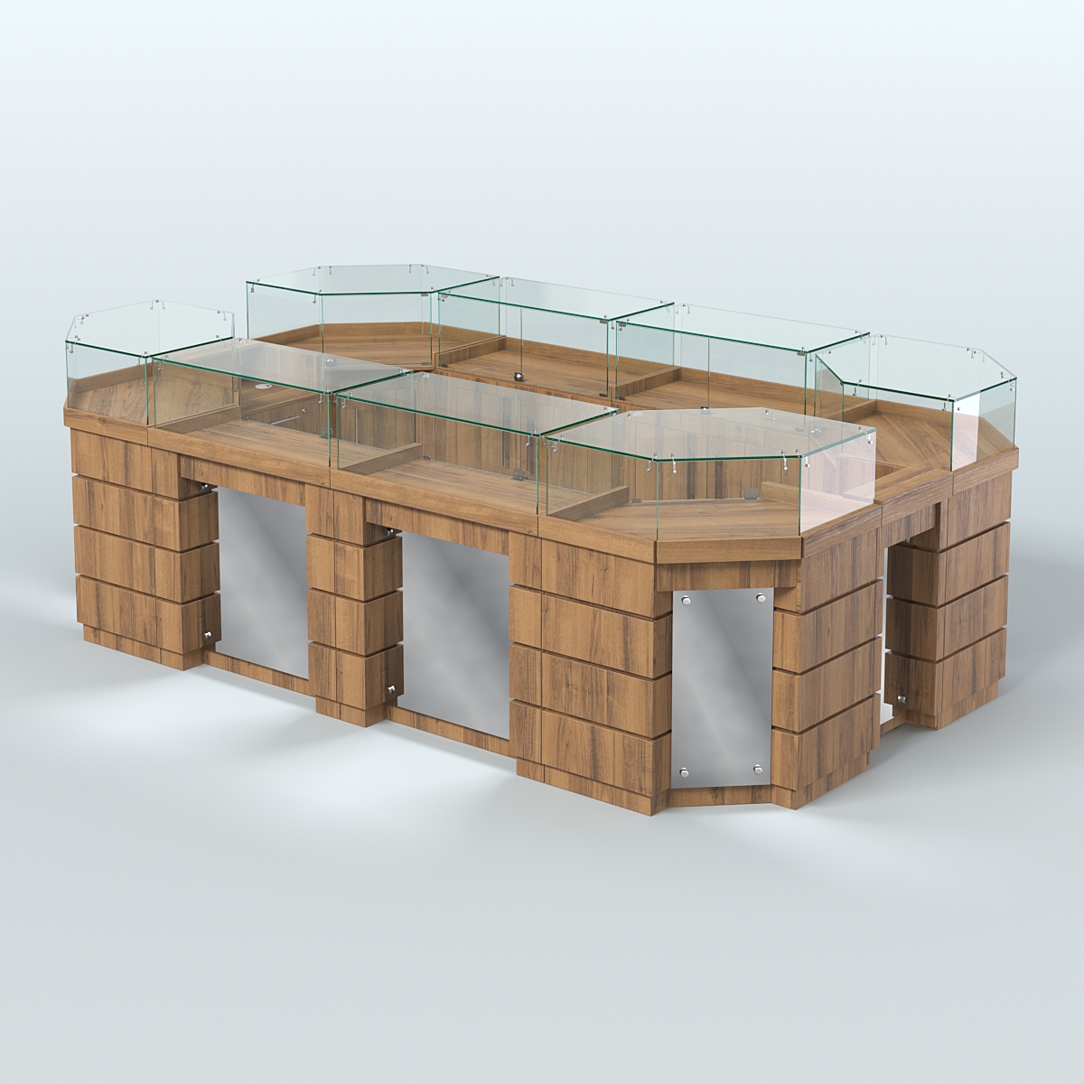 Торговый островок GOLD с зеркальным фасадом №5-1 (6,75 кв.м) Орех