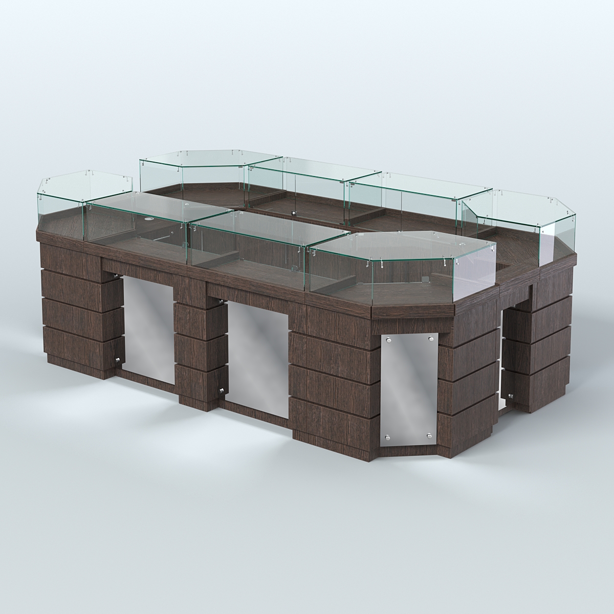 Торговый островок GOLD с зеркальным фасадом №5-1 (6,75 кв.м) Дуб Венге