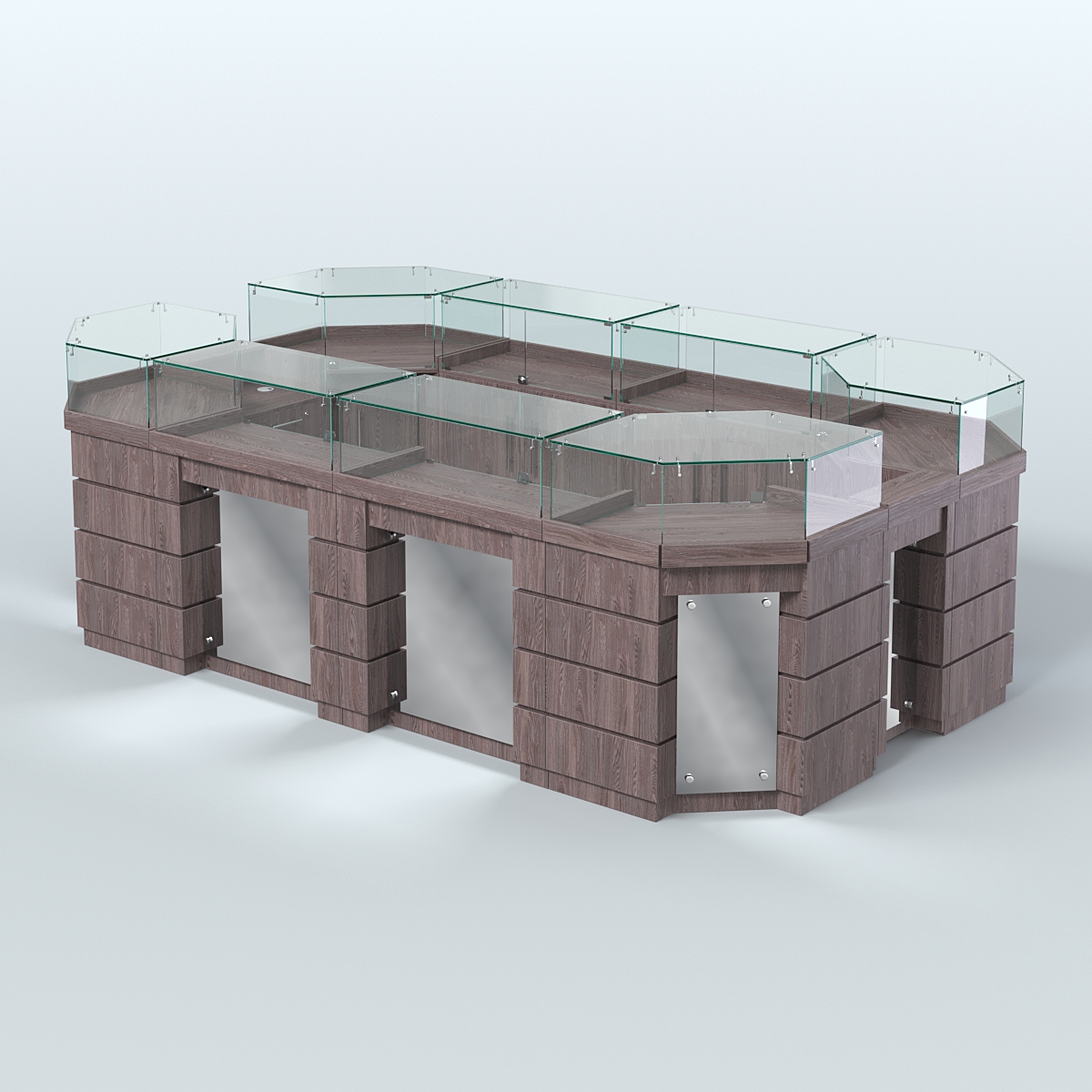 Торговый островок GOLD с зеркальным фасадом №5-1 (6,75 кв.м) Ясень Анкор темный