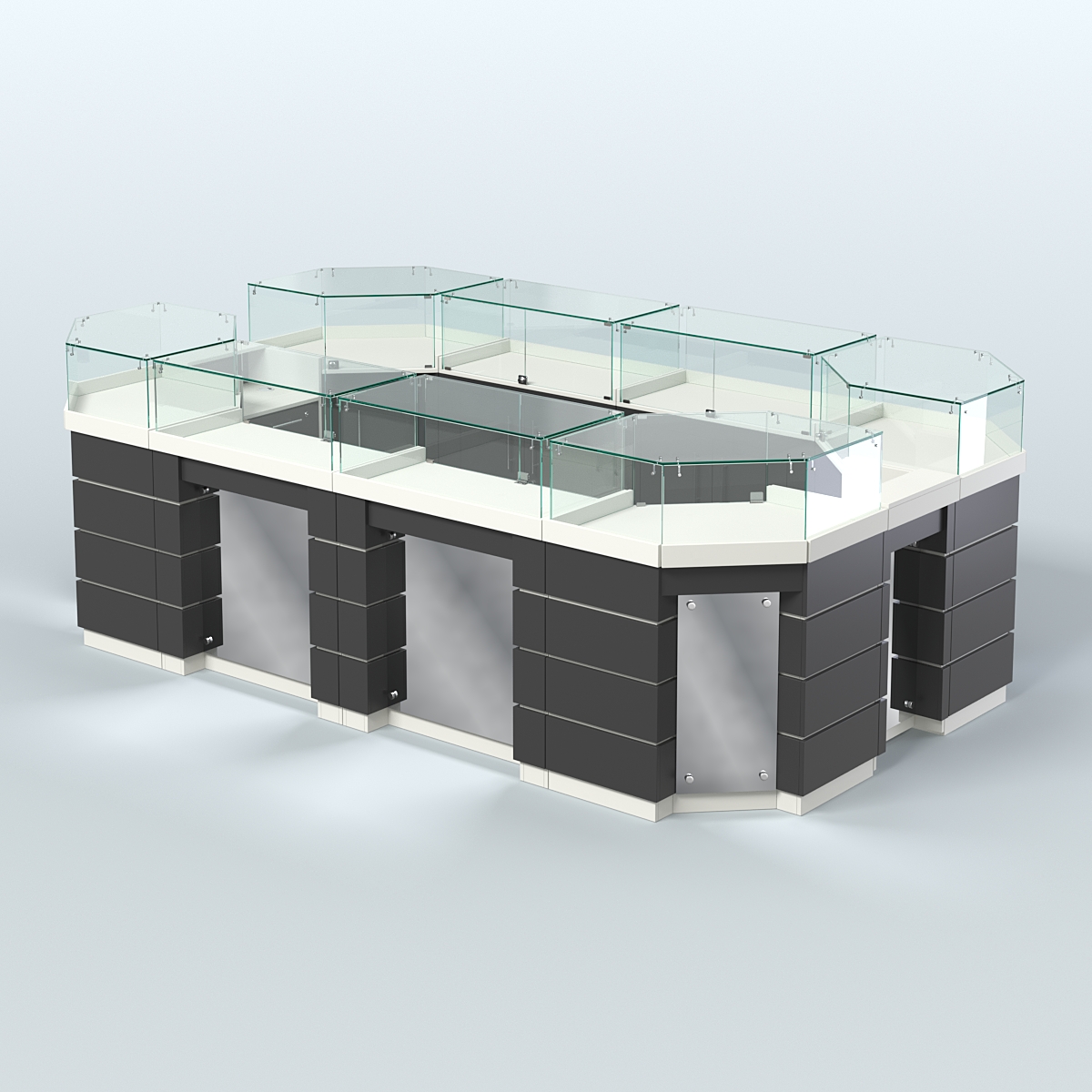 Торговый островок GOLD с зеркальным фасадом №5-1 (6,75 кв.м) Белый и Черный