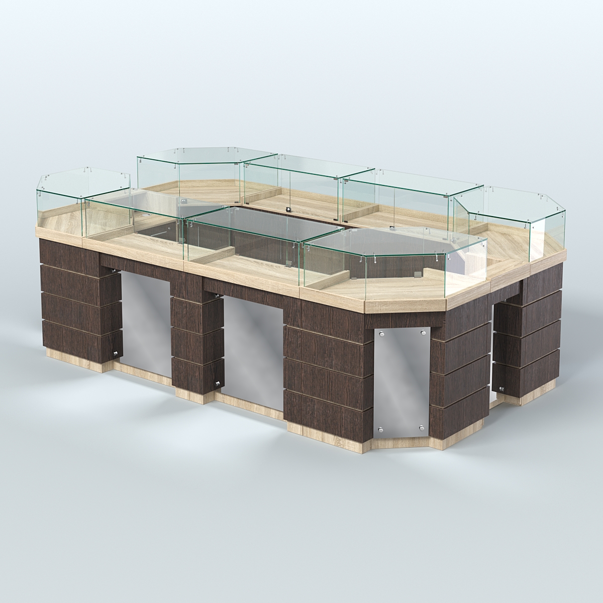 Торговый островок GOLD с зеркальным фасадом №5-1 (6,75 кв.м) Дуб Сонома + Дуб Венге