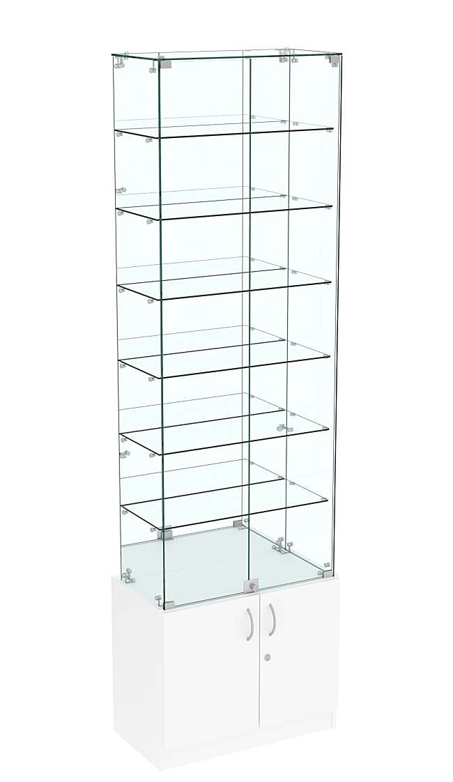 Узкая витрина с накопителем и зеркалом ИСТРА №34-600 Белый