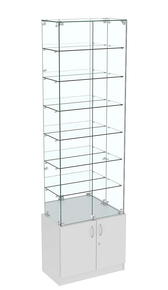 Узкая витрина с накопителем и зеркалом ИСТРА №34-600 Серый