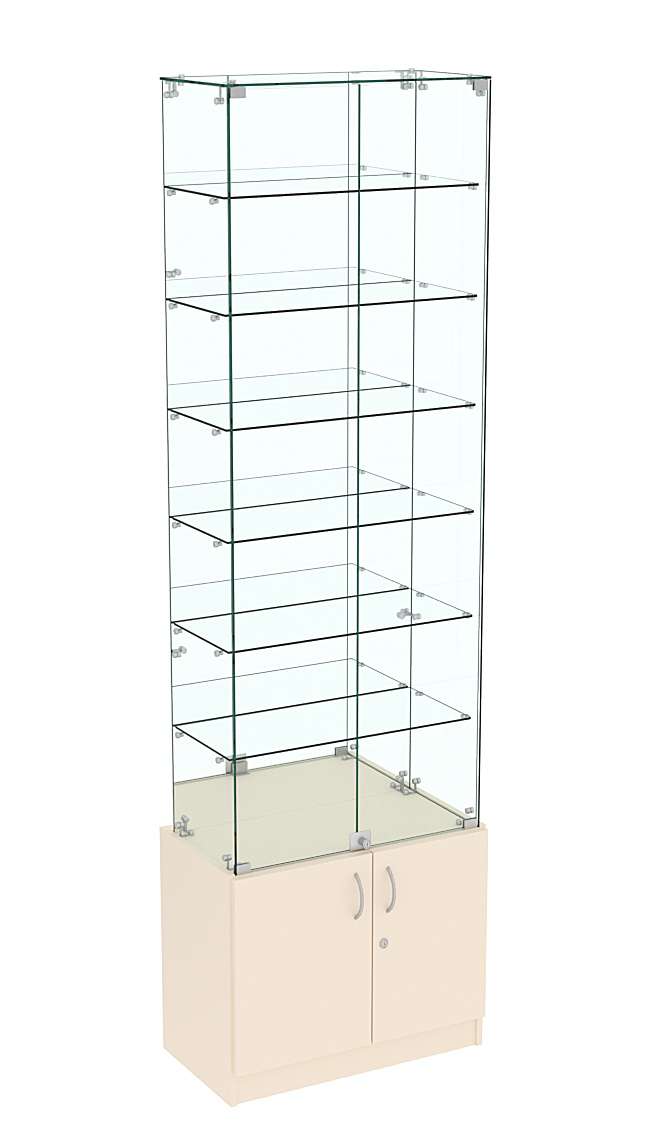 Узкая витрина с накопителем и зеркалом ИСТРА №34-600 Крем Вайс