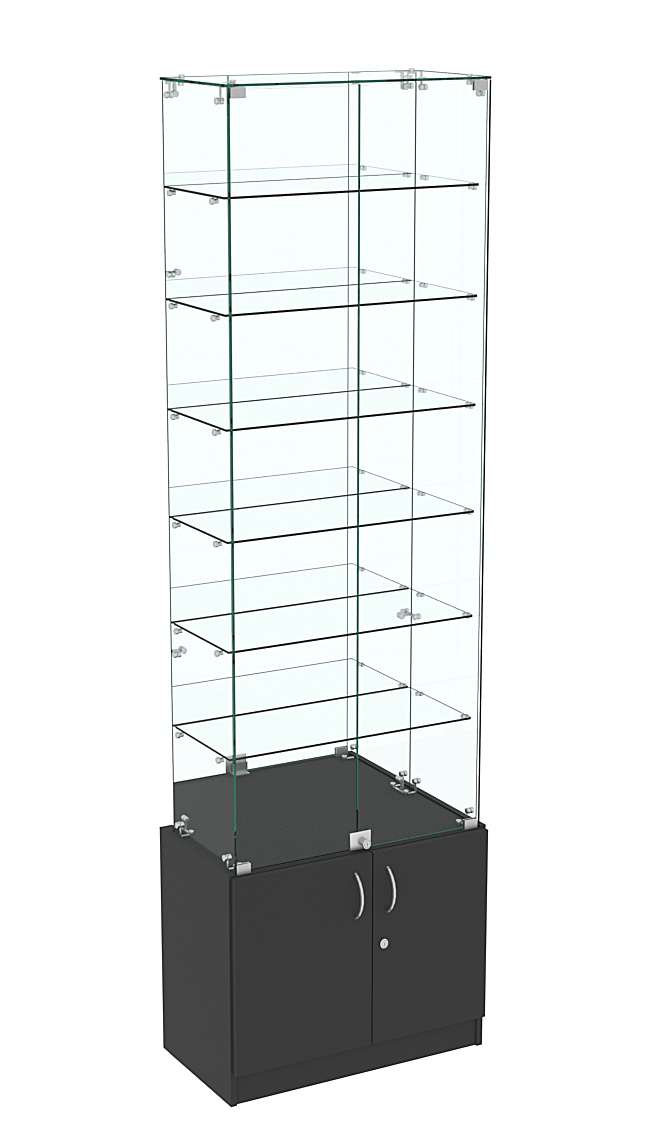 Узкая витрина с накопителем и зеркалом ИСТРА №34-600 Черный