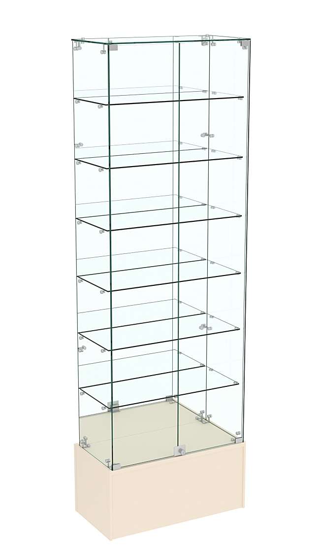 Узкая витрина с зеркальной стенкой ИСТРА №36-600 Крем Вайс