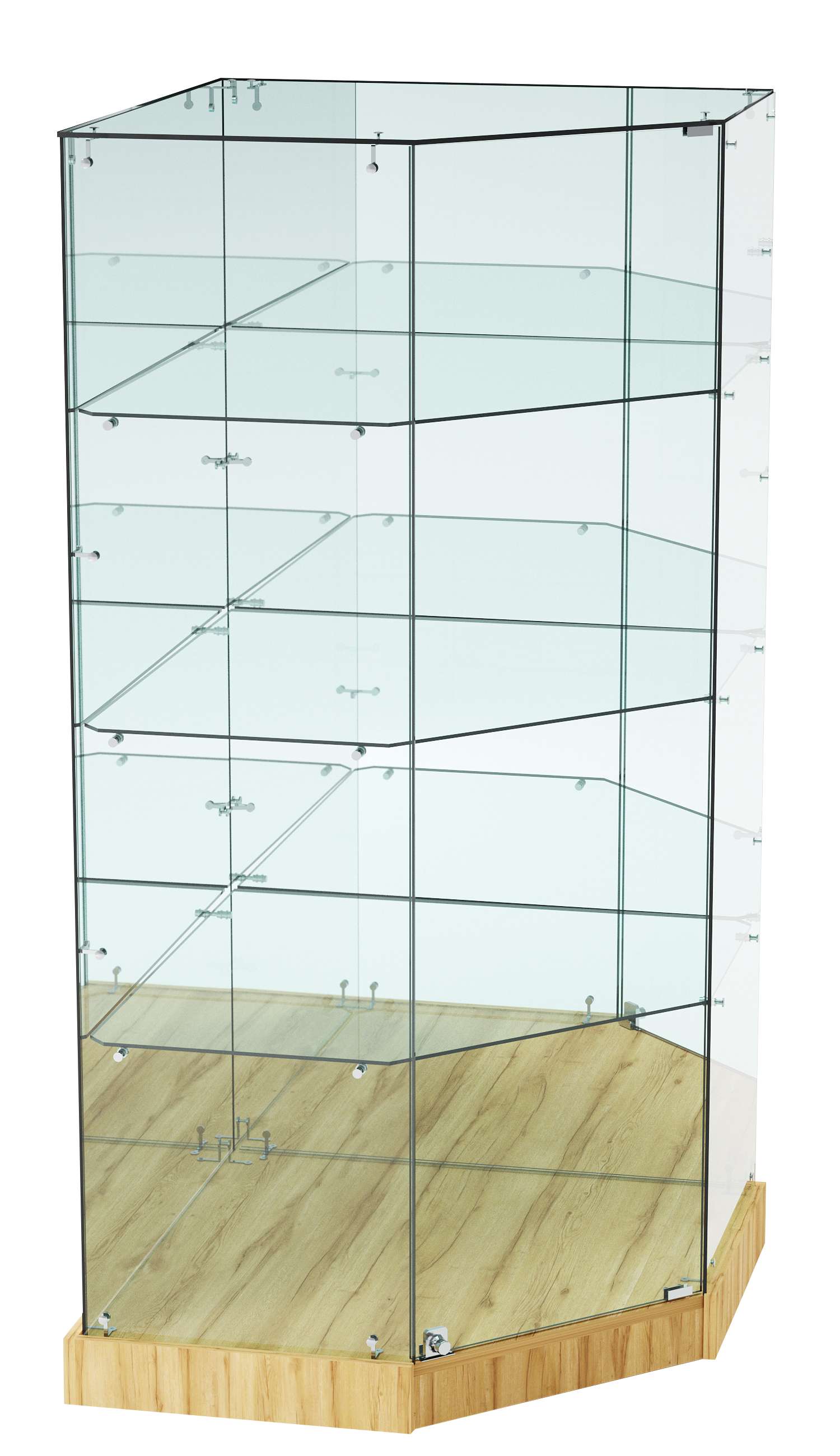 Витрина Хит продаж №17 (угловая пятигранная, закрытая, З/C - зеркало) Дуб Золотистый