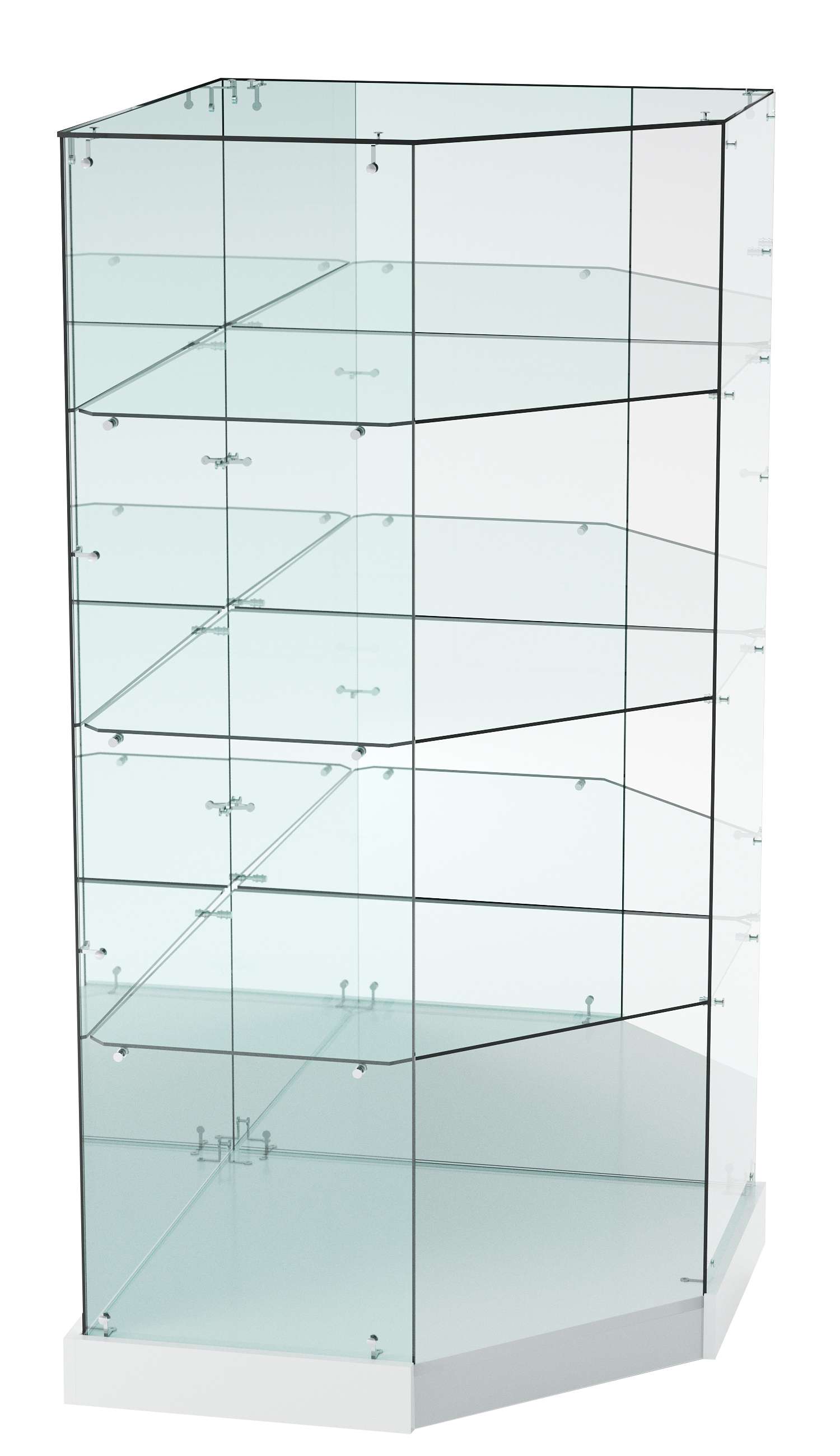 Витрина Хит продаж №18 (угловая пятигранная, открытая, З/C - зеркало) Серый