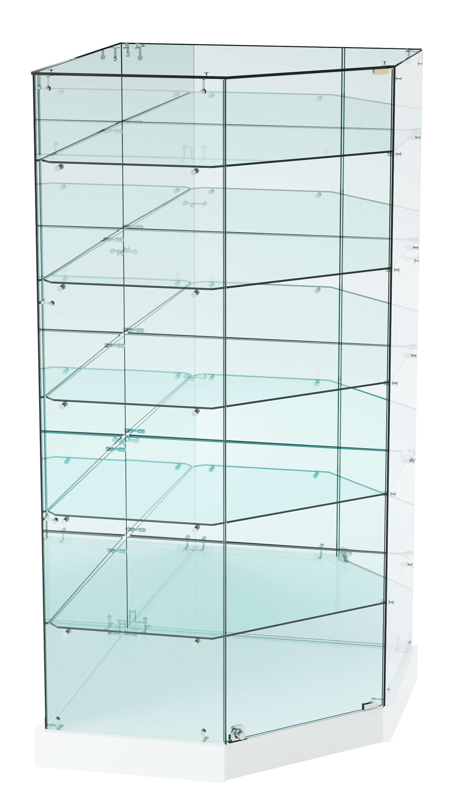 Витрина Хит продаж №517 (угловая пятигранная, закрытая, З/C - зеркало) Белый