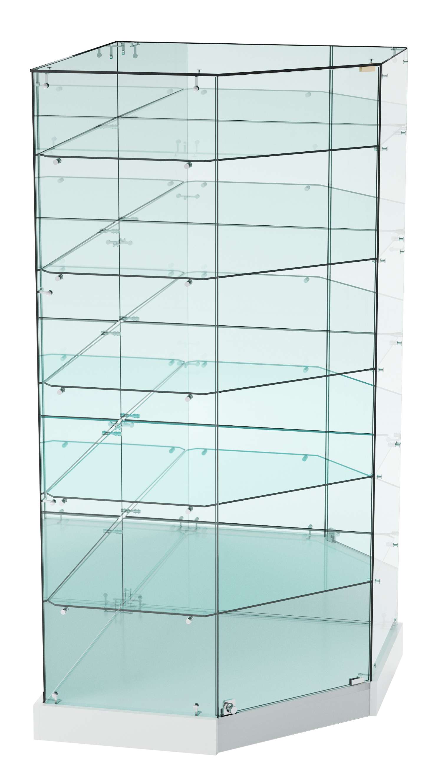 Витрина Хит продаж №517 (угловая пятигранная, закрытая, З/C - зеркало) Серый