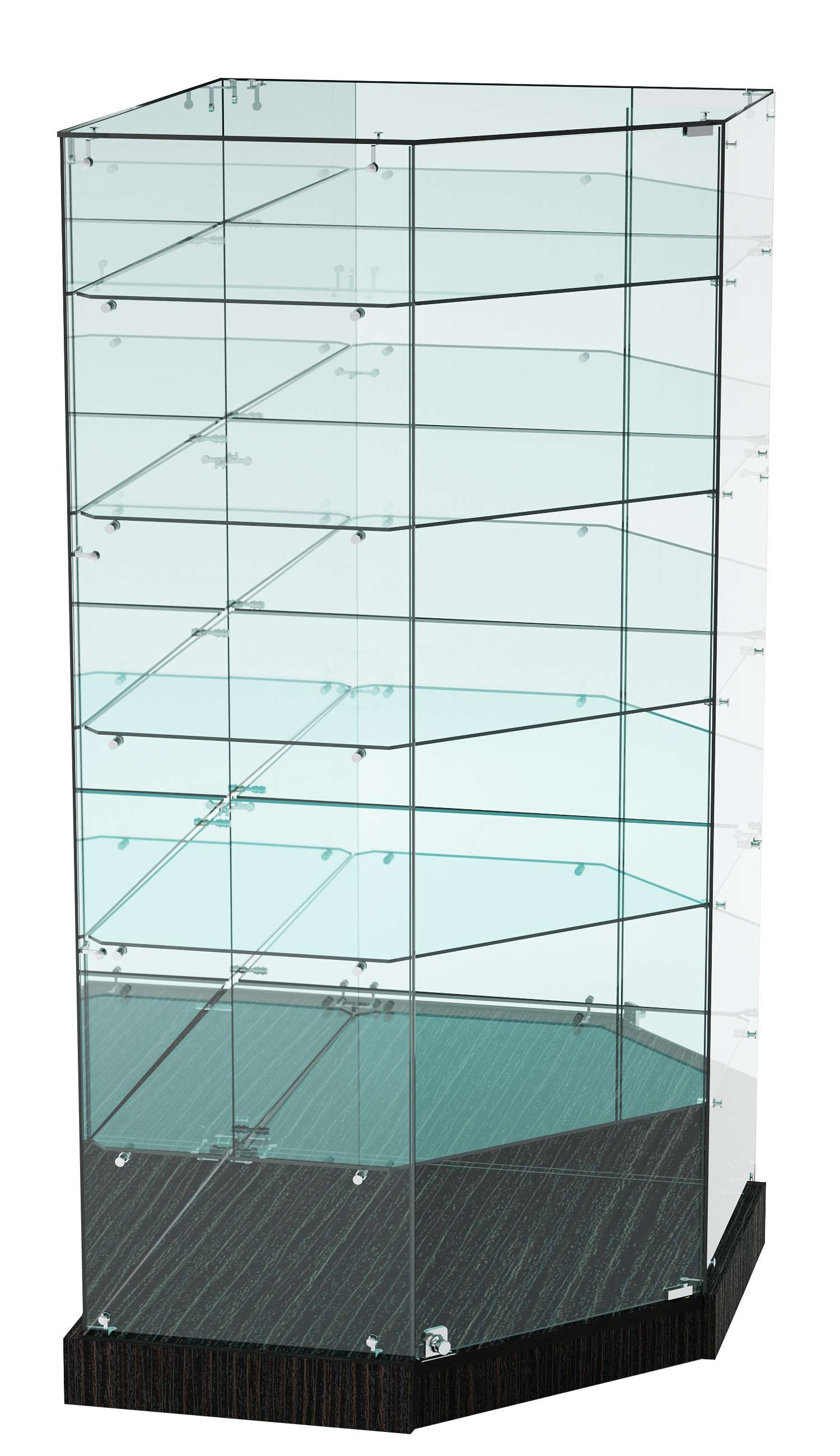 Витрина Хит продаж №517 (угловая пятигранная, закрытая, З/C - зеркало) Дуб Венге