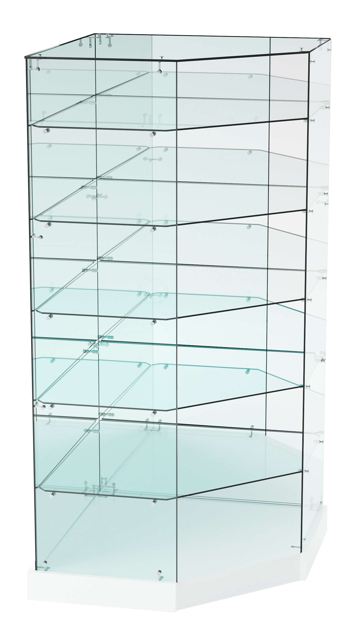 Витрина Хит продаж №518 (угловая пятигранная, открытая, З/C - зеркало) Белый