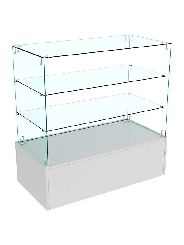 Прилавок Истра из стекла и ДСП №22 (открытый) Серый