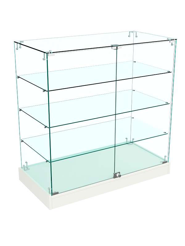 Прилавок Истра с тремя полками из стекла №123 (закрытый) Белый