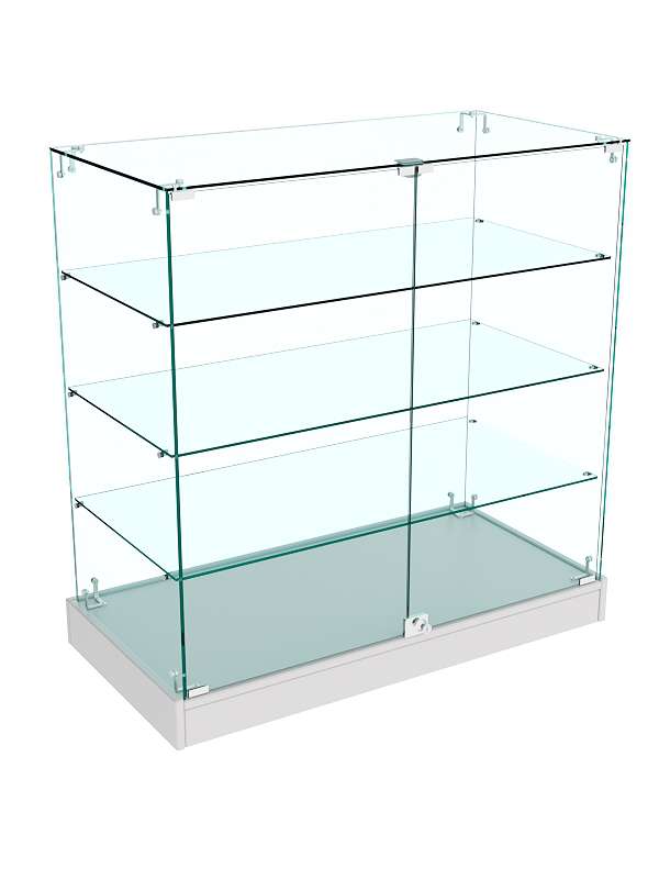 Прилавок Истра с тремя полками из стекла №123 (закрытый) Серый