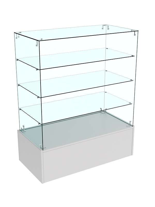 Прилавок Истра на подиуме из ДСП №28 (открытый) Серый