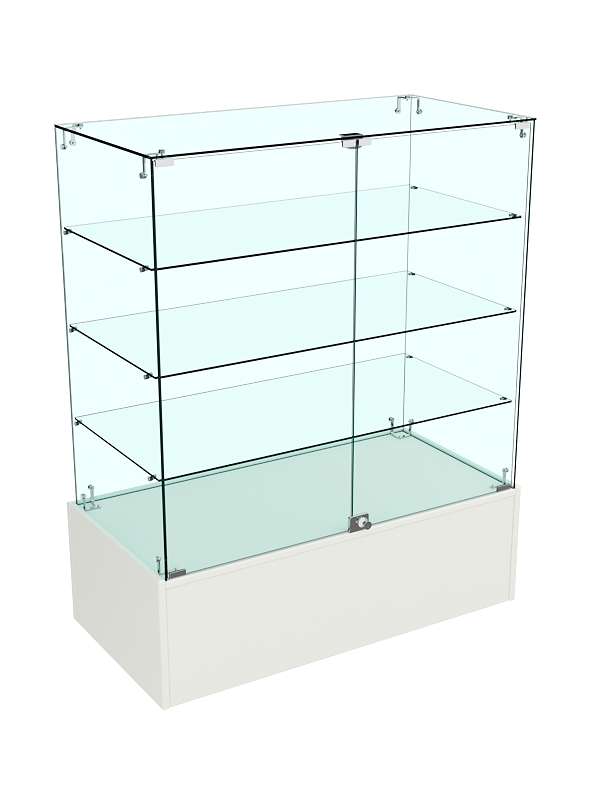 Прилавок Истра с дверками из стекла №128 (закрытый) Белый