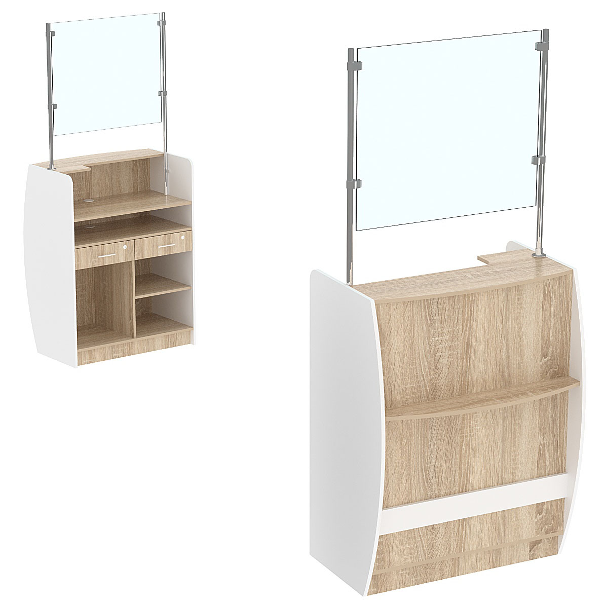 Прилавок кассовый Бриз с экраном №1-Э Дуб Сонома + Белый