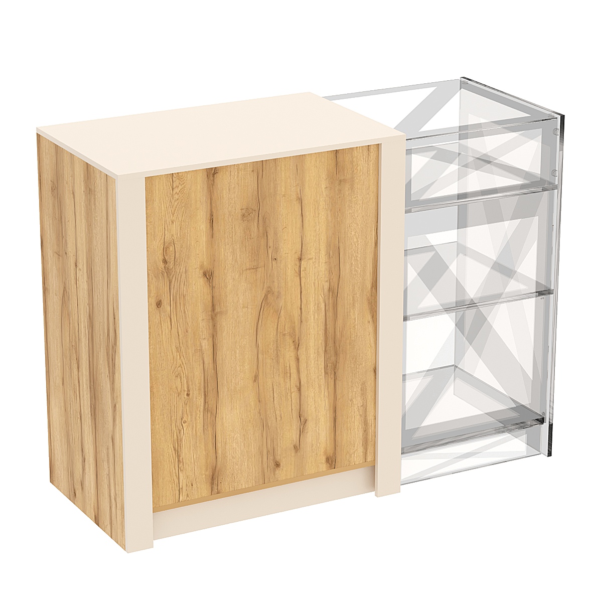 Прилавок из ДСП Модерн №1-КР-900 концевой Дуб Золотистый и Крем Вайс