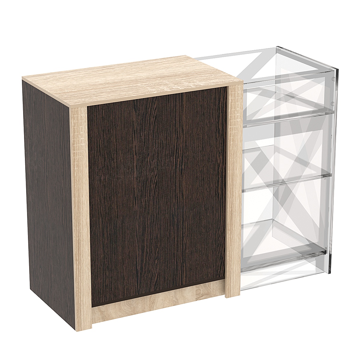 Прилавок из ДСП Модерн №1-КР-900 концевой Дуб Венге и Дуб Сонома