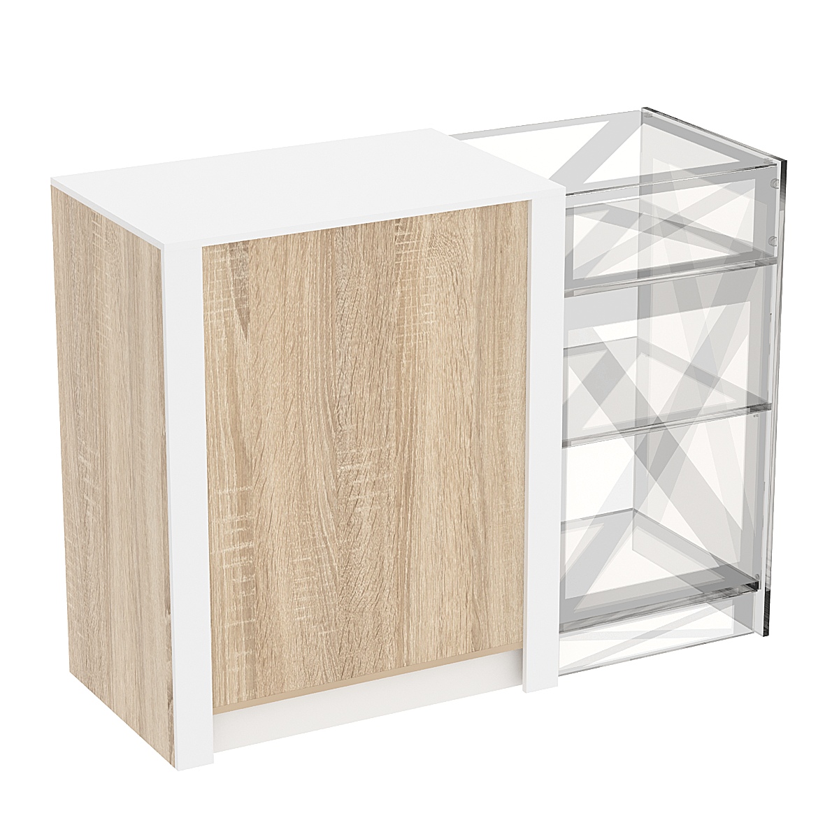 Прилавок из ДСП Модерн №1-КР-900 концевой Дуб Сонома + Белый