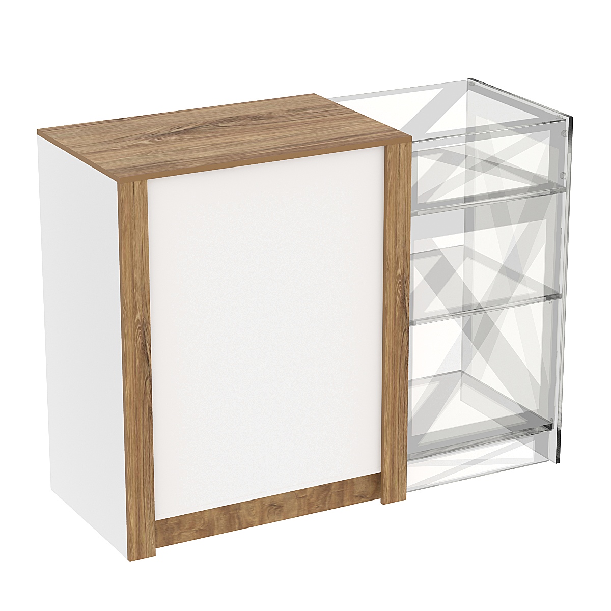 Прилавок из ДСП Модерн №1-КР-900 концевой Белый + Дуб Канзас коричневый