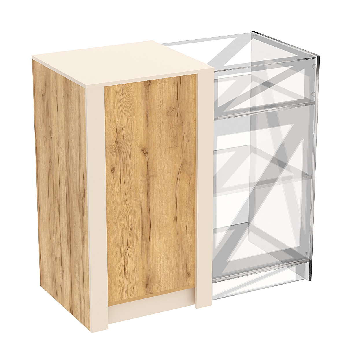 Прилавок из ДСП Модерн №1-КР-600 концевой Дуб Золотистый и Крем Вайс