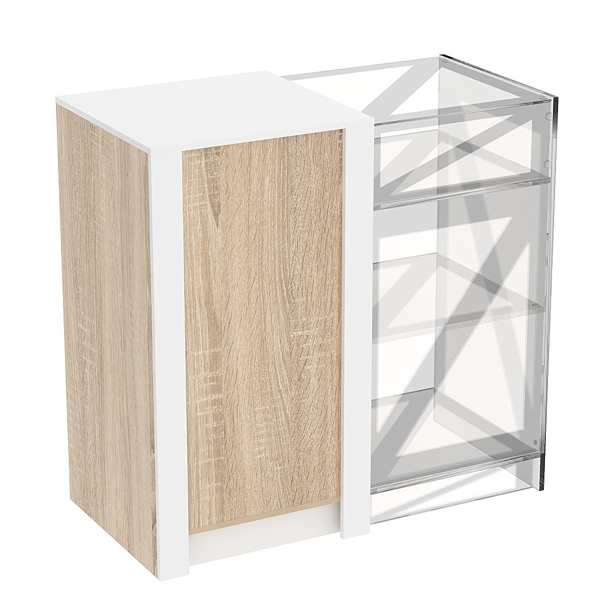 Прилавок из ДСП Модерн №1-КР-600 концевой Дуб Сонома + Белый