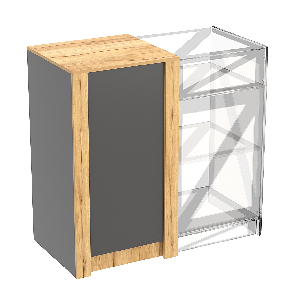 Прилавок из ДСП Модерн №1-КР-600 концевой Темно-серый и Дуб Золотистый