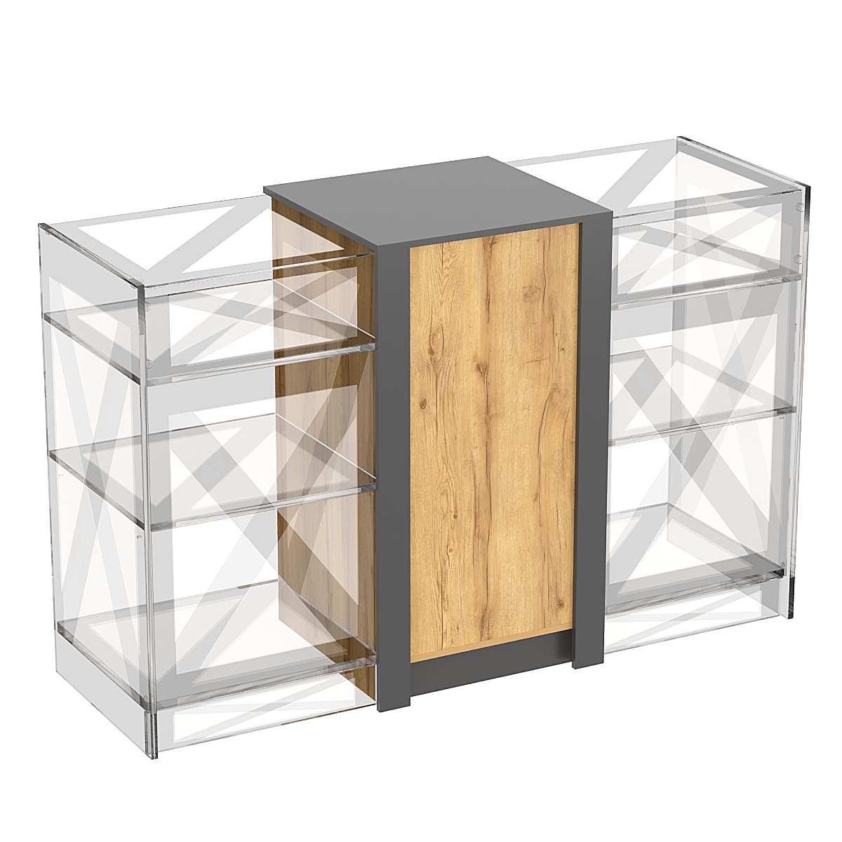 Прилавок из ДСП Модерн №1-КР-600 центральный Дуб Золотистый и Темно-Серый