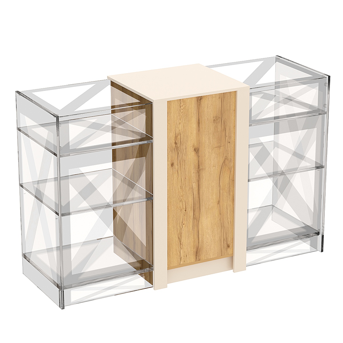 Прилавок из ДСП Модерн №1-КР-600 центральный Дуб Золотистый и Крем Вайс