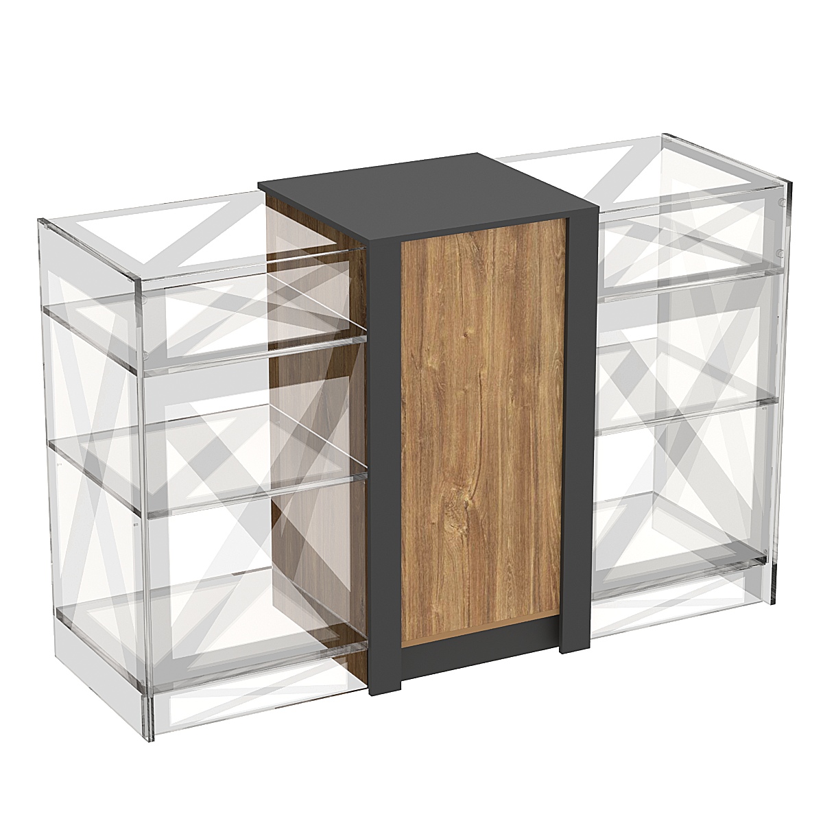 Прилавок из ДСП Модерн №1-КР-600 центральный Дуб Канзас коричневый + Черный