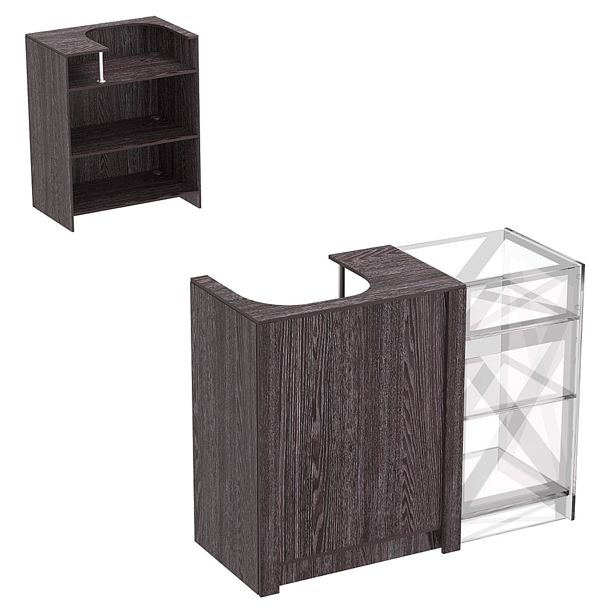 Прилавок из ДСП Модерн №1 под кассу концевой Ясень Анкор темный - U31105