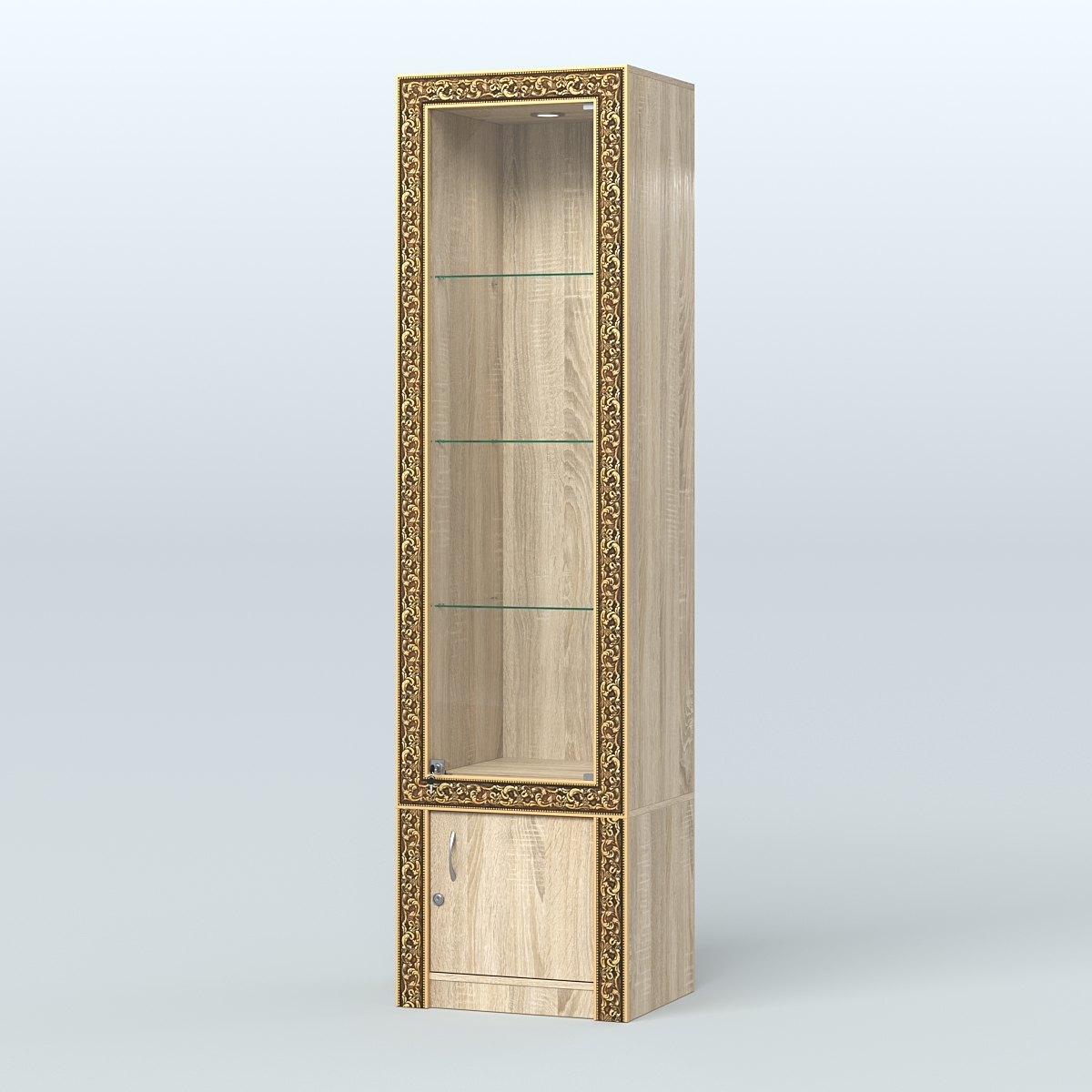 Витрина из ДСП с декором №ВБА-2 Дуб сонома