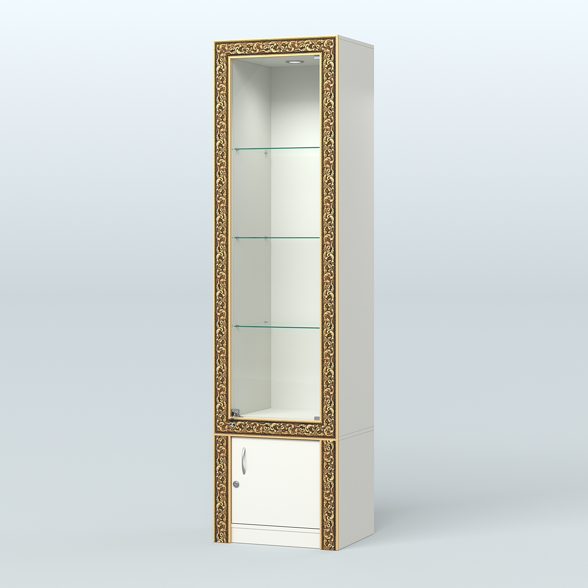 Витрина из ДСП с декором №ВБА-2 Белый