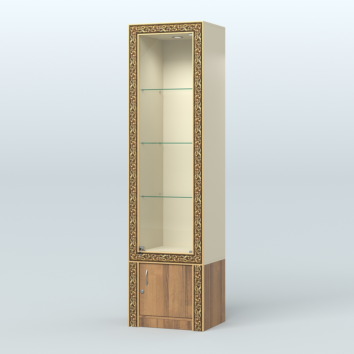 Витрина из ДСП с декором №ВБА-2 Крем Вайс + Орех