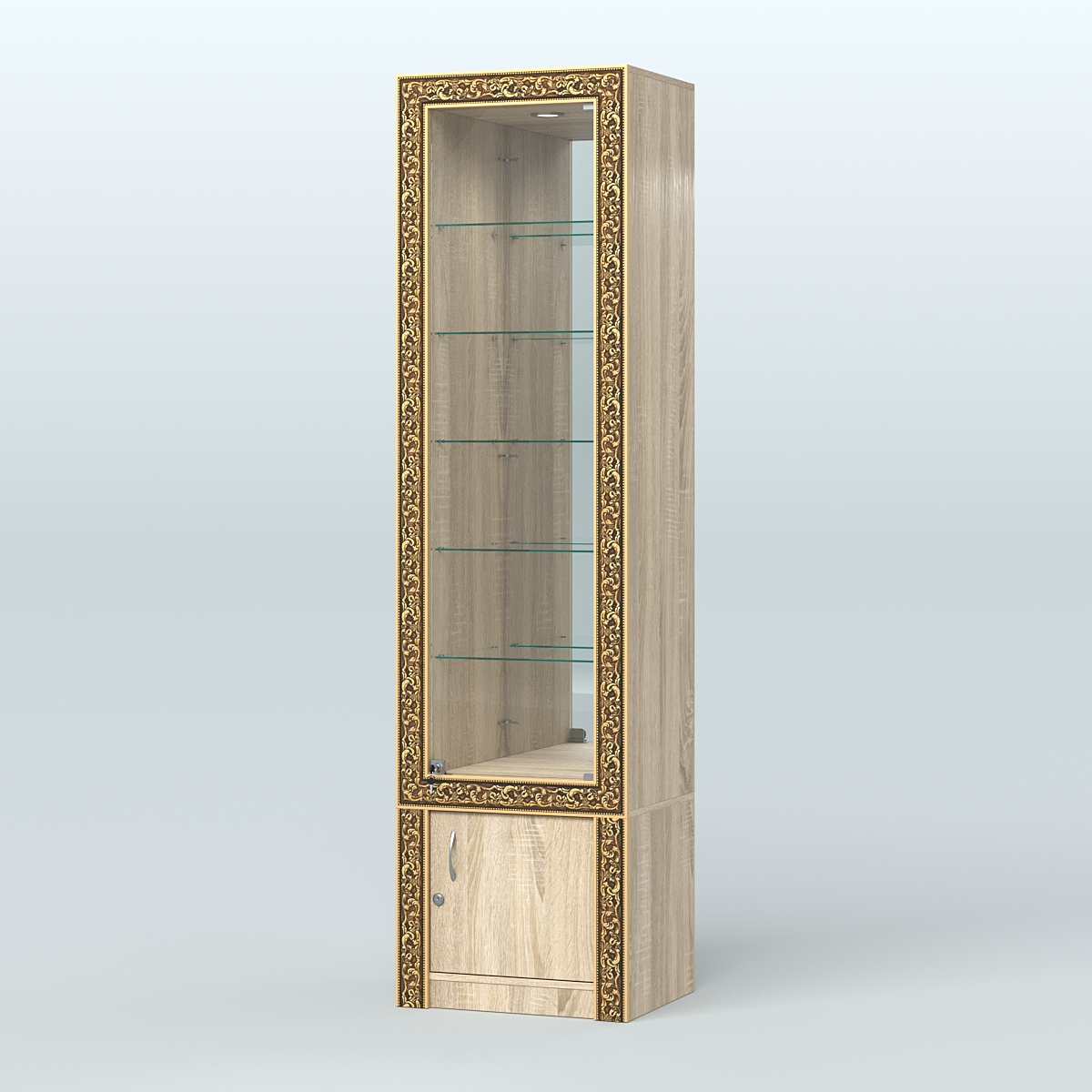 Витрина с декором и верхней подсветкой №ВБА-504 Дуб сонома