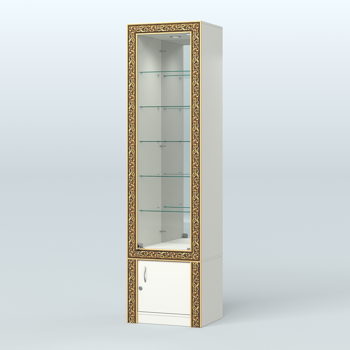 Витрина с декором и верхней подсветкой №ВБА-504 Белый