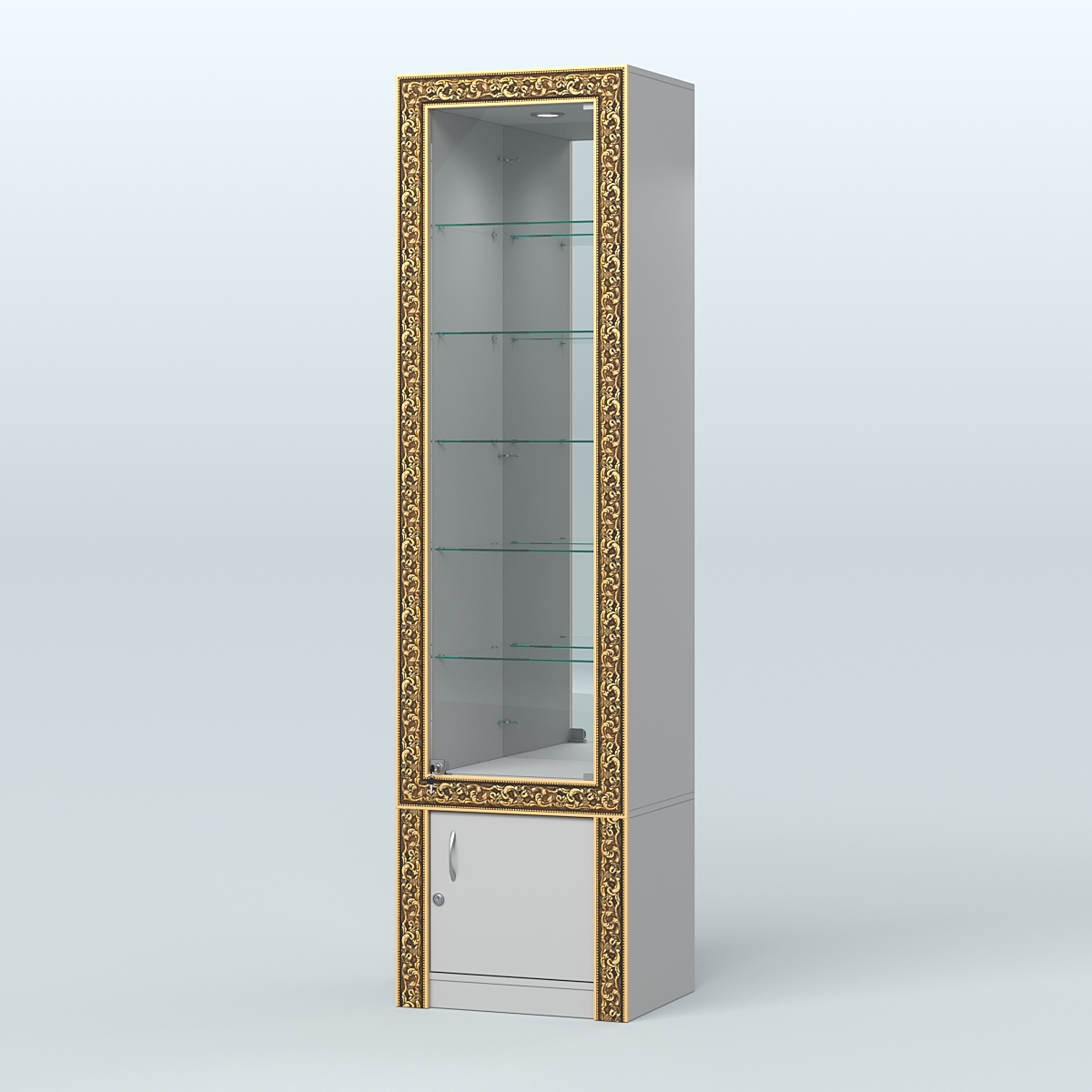 Витрина с декором и верхней подсветкой №ВБА-504 Серый