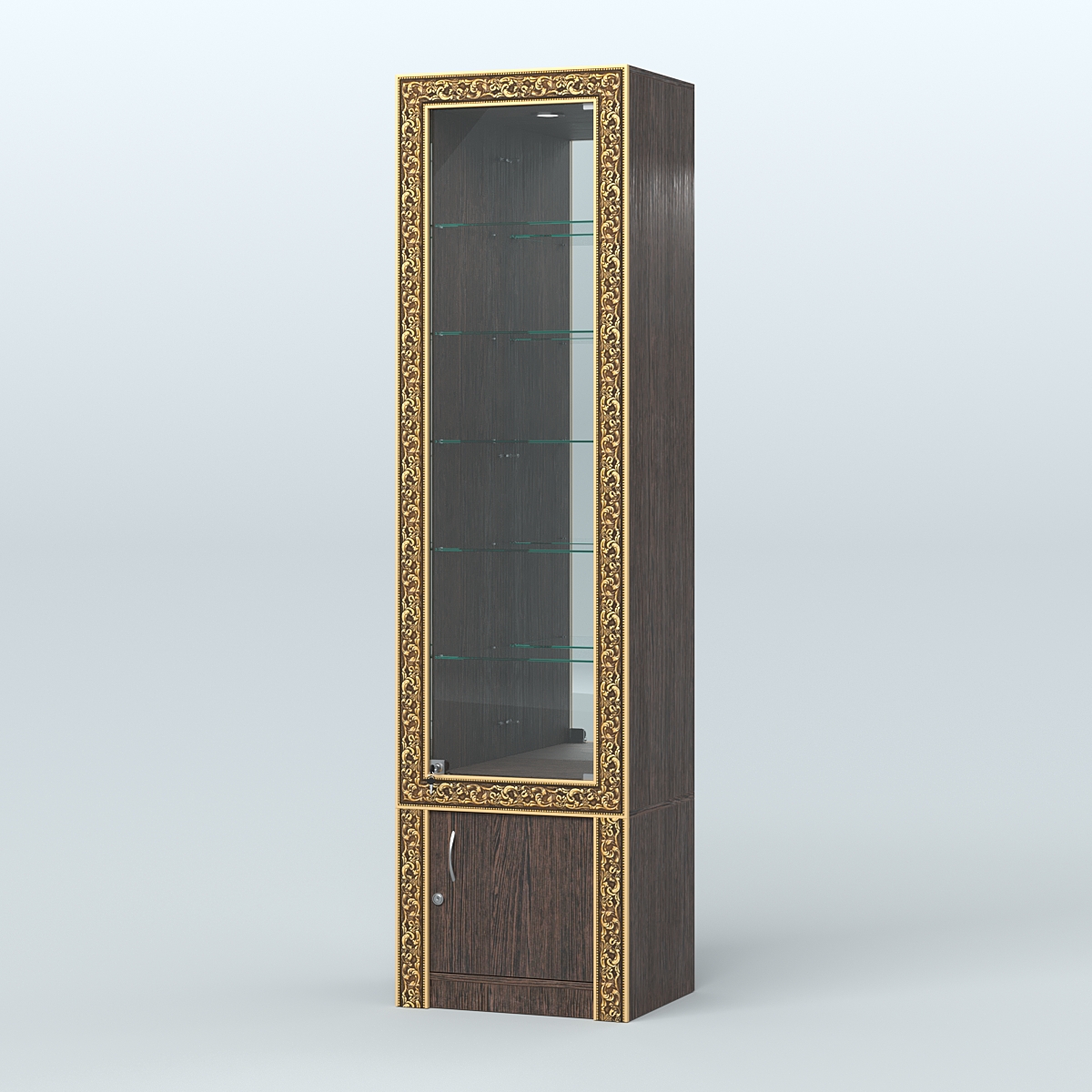 Витрина с декором и верхней подсветкой №ВБА-504 Дуб Венге