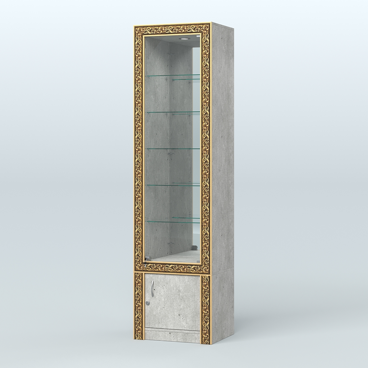 Витрина с декором и верхней подсветкой №ВБА-504 Метрополитан Грей