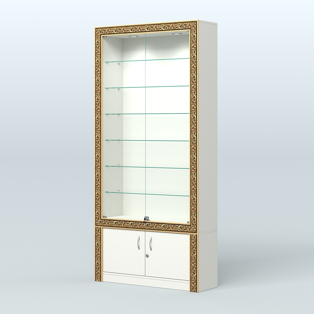 Витрина закрытая с декором №ВБА-31 Белый