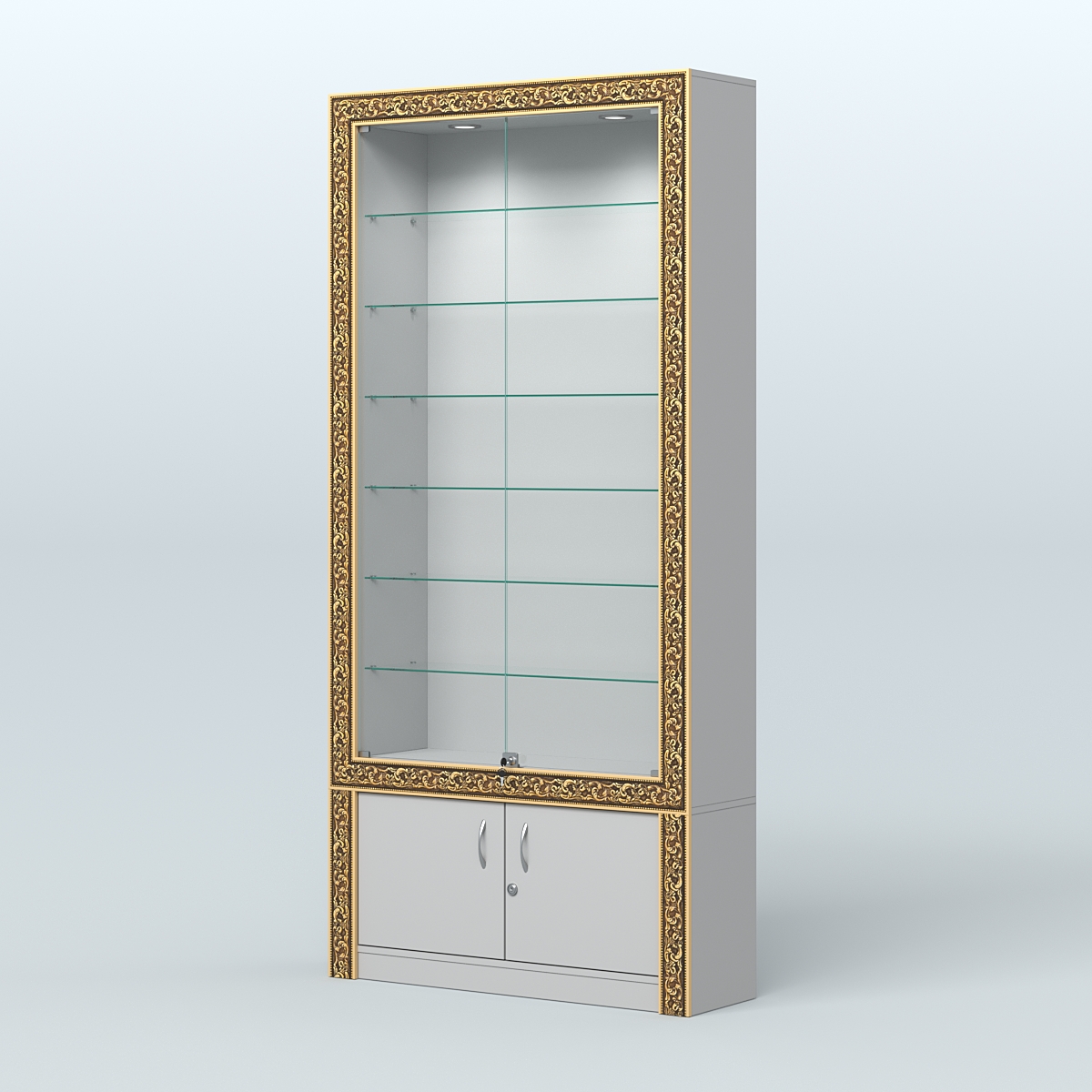 Витрина закрытая с декором №ВБА-31 Серый