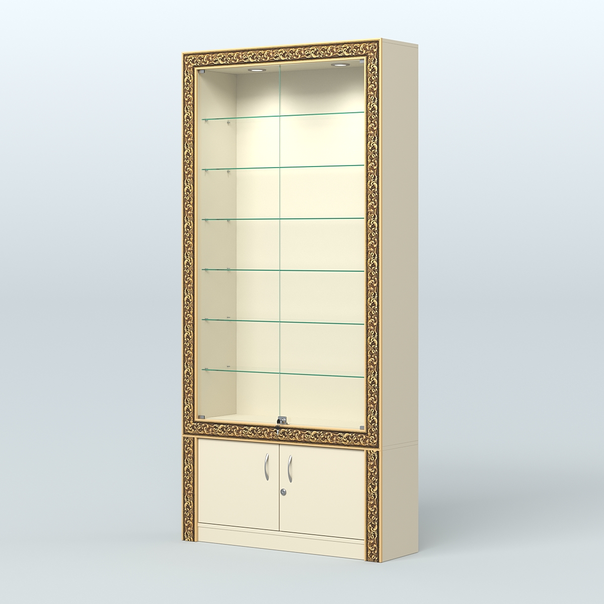 Витрина закрытая с декором №ВБА-31 Крем Вайс