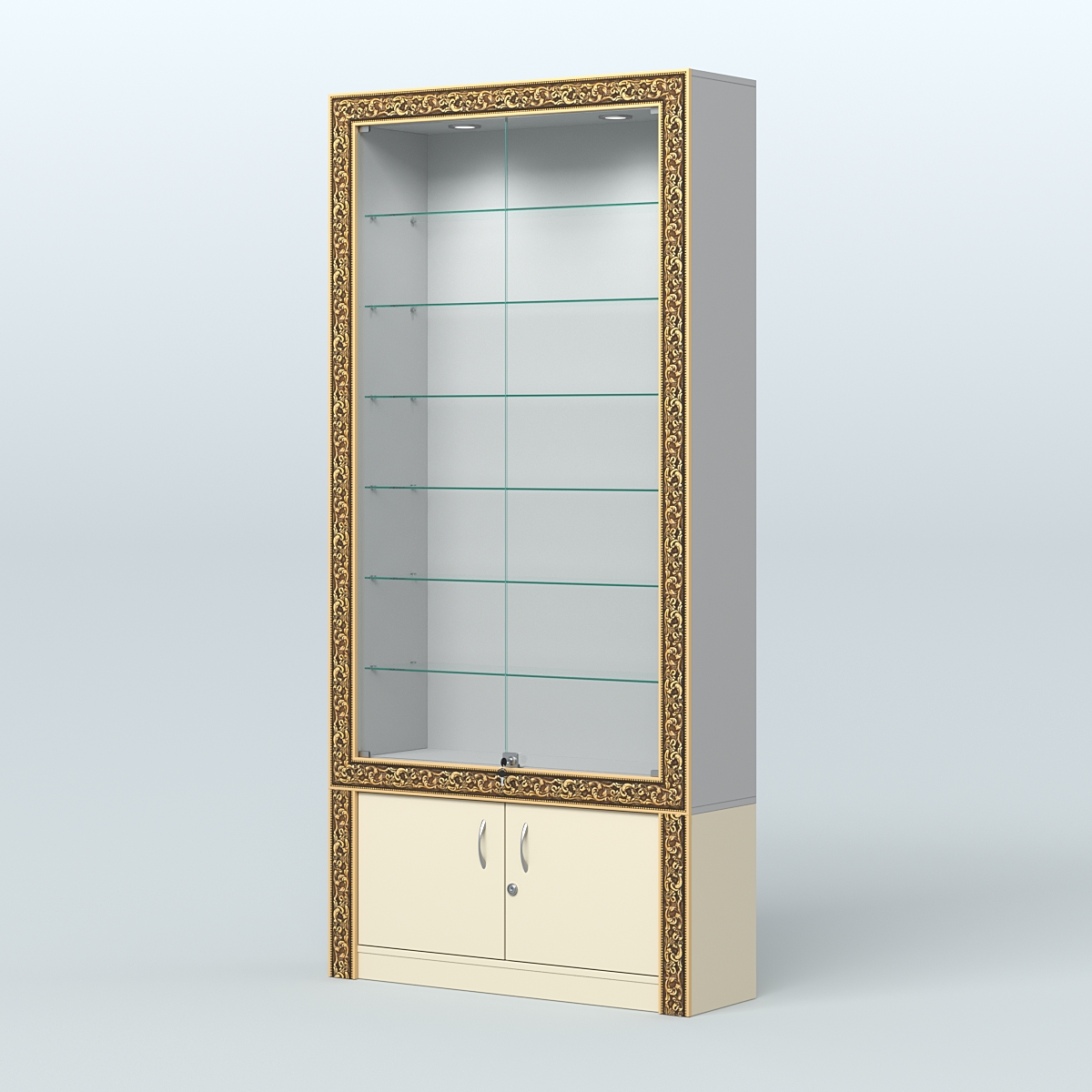 Витрина закрытая с декором №ВБА-31 Серый + Крем Вайс