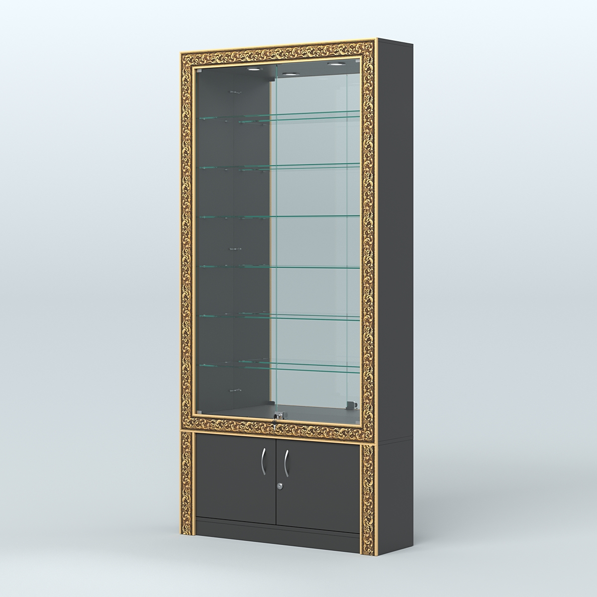 Витрина пристенная с декором №ВБА-32 Черный