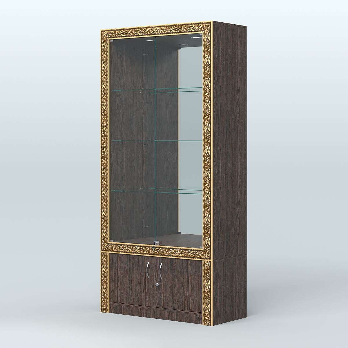 Витрина с декором и зеркалом №ВБА-3 Дуб Венге